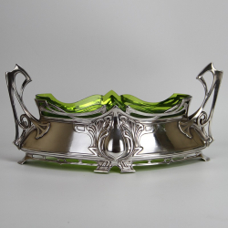 WMF Art Nouveau Silver Plated Flower Dish with Cut Glass Liner