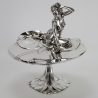 WMF Art Nouveau Silver Plated Visiting Card Tray with a Maiden on a Lily Pad