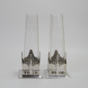 Pair of Art Nouveau Pewter Vases with Original Crystal Cut Glass Liners