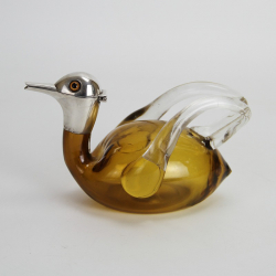 Novelty Sterling Silver Glass Duck Liqueur Decanter by...