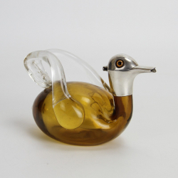 Novelty Sterling Silver Glass Duck Liqueur Decanter by Asprey