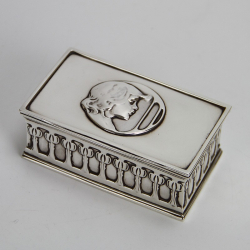 William Hutton Arts and Crafts Silver Cigarette Box Designed by Kate Harris
