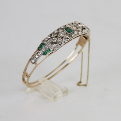 Art Deco Gold and Silver Bracelet Set with Diamonds and...