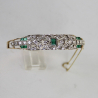 Art Deco Gold and Silver Bracelet Set with Diamonds and Emeralds