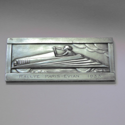 Art Deco French Silver Plated Bronze Motoring Plaque Signed H Demey