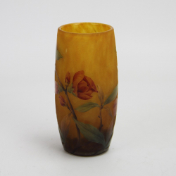 Daum Art Nouveau Cylindrical Cameo Glass Vase