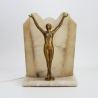 Art Deco Bronzed Spelter and Alabaster Table Lamp