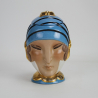 Robj Ceramic Art Deco Bonbonniere Decorated in Blue Black and Gold