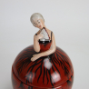 Robj Ceramic Art Deco Bonbonniere of a Stylised Art Deco Female Half Doll Lid