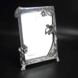 WMF Art Nouveau Silver Plated Toilet Mirror with Original Beveled Glass