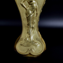 Art Nouveau Gilt Bronze Figural Vase signed J Sola