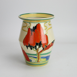 Clarice Cliff Art Deco Bizarre Fantasque Tolphin Shape Vase in the 'Solitude' Design