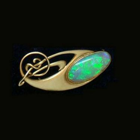 Archibald Knox for Liberty & Co Fine Gold and Fire Opal Brooch