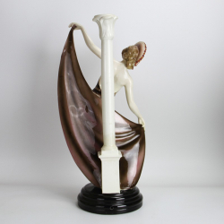 Goldscheider (Austrian) Art Deco Figurine with Lamp Column by Josef Lorenzl