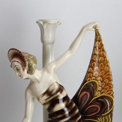 Goldscheider (Austrian) Art Deco Figurine with Lamp Column by Josef Lorenzl