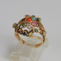 Art Nouveau 15ct Gold and Multi Gem Set Ring (c.1900)