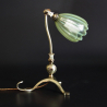W.A.S. Benson Arts and Crafts Brass Table/Wall Light with Powell Vaseline Shade (c.1900)