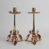 W.A.S. Benson Arts and Crafts Brass and Copper Candlesticks