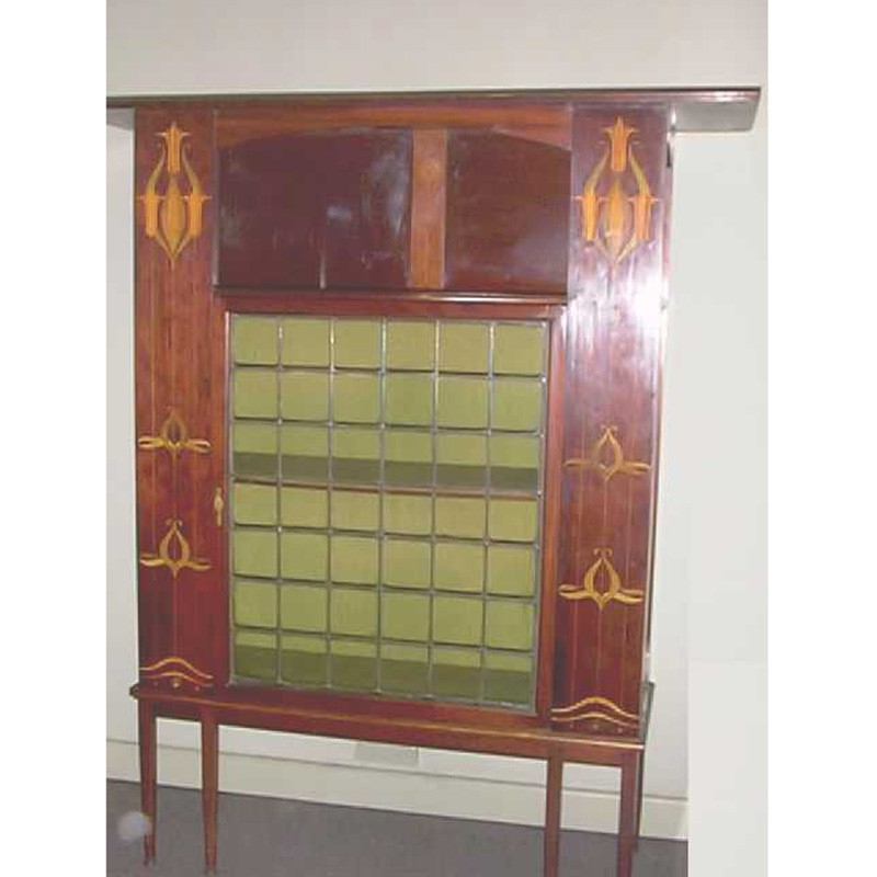 Inlaid Mahogany Art Nouveau Display Cabinet