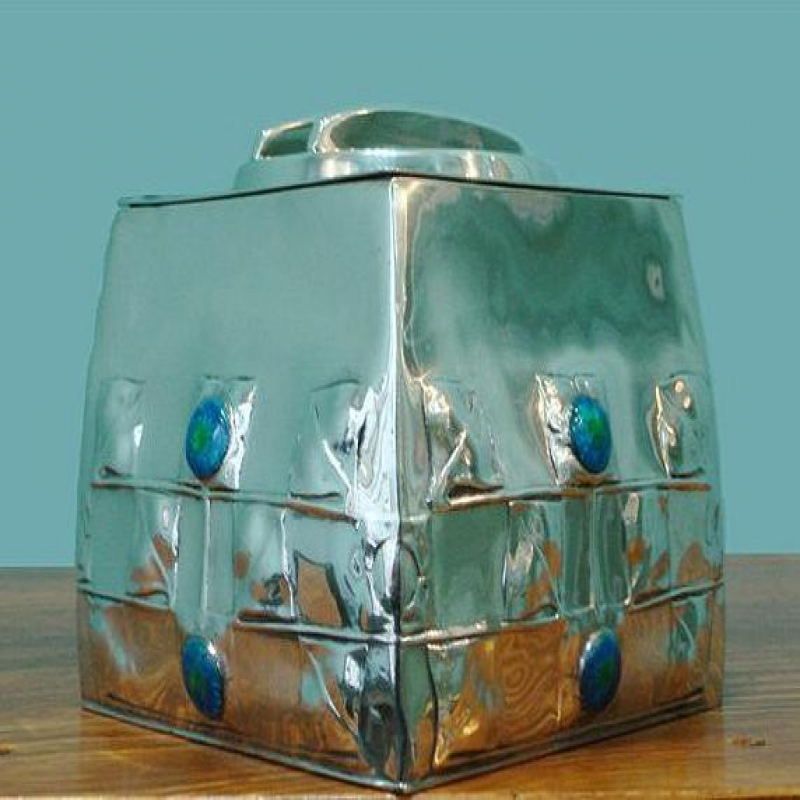 Archibald Knox for Liberty & Co Pewter and Enamel Biscuit Box (c.1903)