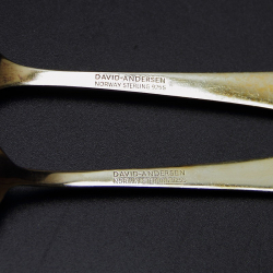 David Andersen (Norway) Cased Set of Silver Gilt Dessert Forks and Spoons