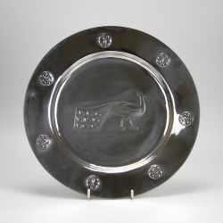 Liberty & Co Tudric 0114 Pewter Peacock Plate (c.1900)