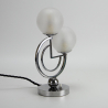 Art Deco Chrome and Frosted Glass Double Table Lamp