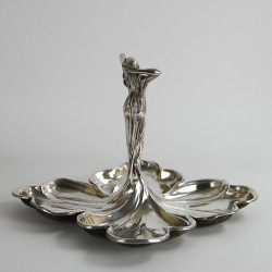 WMF Silver Plated Fruit or Sweet Dish with Art Nouveau Maiden
