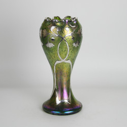 Johann Loetz (Austrian) Creta Papillon Silver Overlay Vase (c.1900)