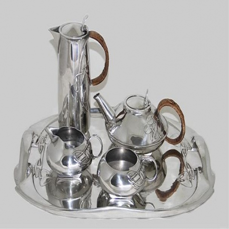 Archibald Knox for Liberty & Co Tudric Pewter Tea Set and Tray