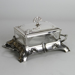Silver Plated Butter Dish by WMF with Original Crystal Glass Liner (c.1900)