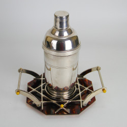 French Art Deco Silver Plated Cocktail Shaker and Stand