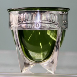 Archibald Knox for Liberty & Co Pewter Coupe with Green Glass Liner