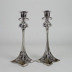 WMF Pair of Art Nouveau Silver Plated Candlesticks (c.1900)