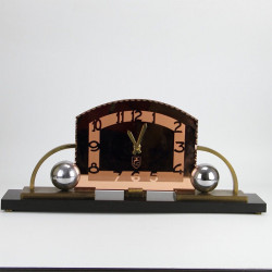 Art Deco Peach Glass Mantle Clock