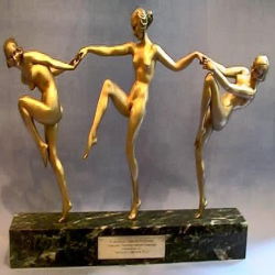 Pierre Laurel Three Dancers Bronze Signed to Base