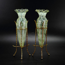 Two Arts and Crafts Vaseline Glass Attributed to James Powell & Sons (c.1890)
