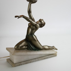 Art Deco Spelter Female Figural Lamp