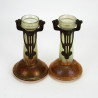 Pallme-Konig Pair of Seccessionist Glass Vases with Metal Mounts