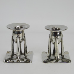 Archibald Knok For Liberty & Co Pewter Candlesticks (c.1905)