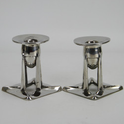 Archibald Knok For Liberty & Co Pewter Candlesticks