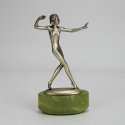 Josef Lorenzl Art Deco Bronze Figure on Green Onyx Base (c.1925)