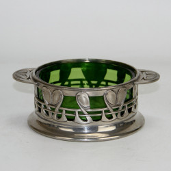 Archibald Knox for Liberty & Co Pewter Bowl with Green Glass Liner