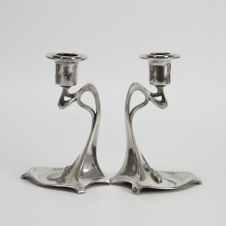 Pair of WMF Art Nouveau Silver Plated Candlesticks