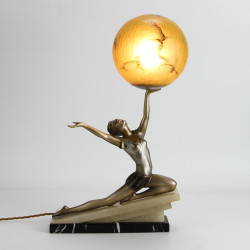 Art Deco Spelter Figural Female Lamp (c.1925)