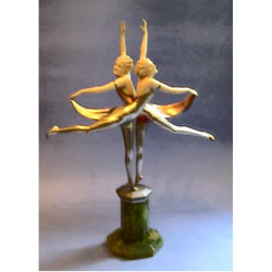 Prof. Otto Poertzl Bronze and Ivory Butterfly Girls Figures