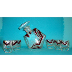 Bohemian Designed by Karl Palda Decanter Set with Six Glasses