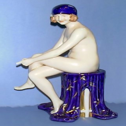 Royal Dux Seated Lady Glazed Ceramic Figure