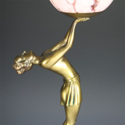 Art Deco Spelter Figural Lamp Circa 1925