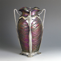 Art Nouveau Vase by Pallme Koenig and Havel in a Van Hauten Pewter Mount